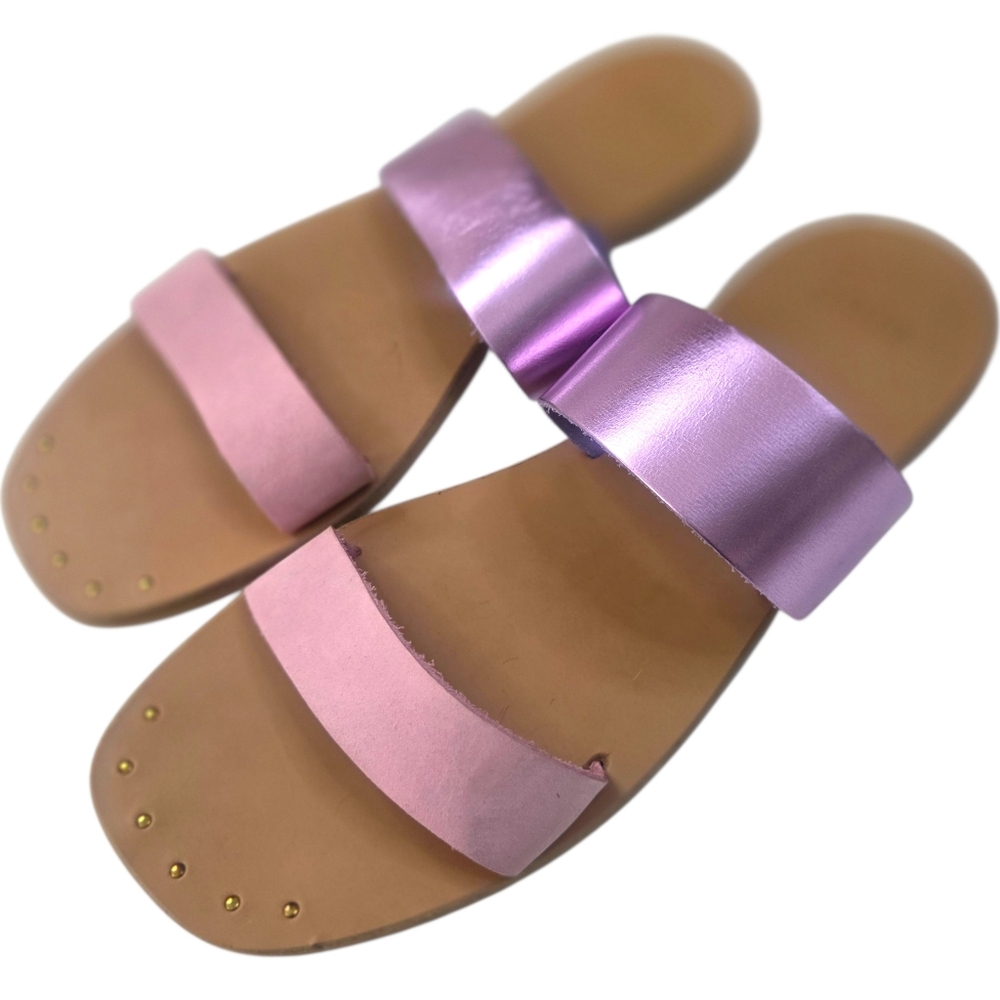 Joie Bannison Leather Sandals Slides Purple Pink Womens 38.5 Flats Quiet Luxury